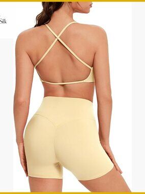 Open Back Strappy Sports Bra Booty Shorts Workout Set Medium Impact